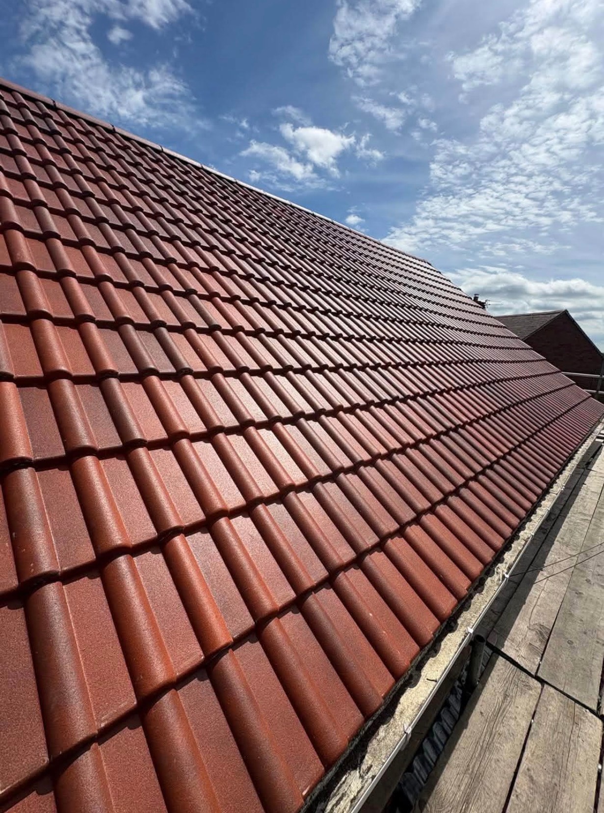Old English Double Roman Tile Roof Installation